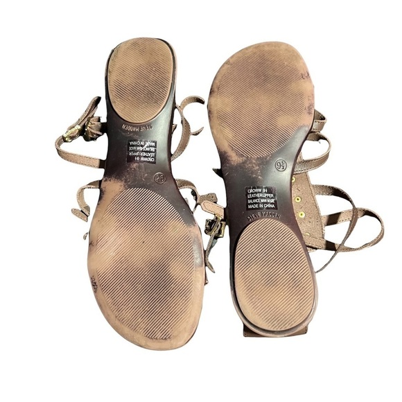 STEVE MADDEN LEATHER GLADIATOR SANDALS SIZE 9.5 IN BROWN - Picture 3 of 4